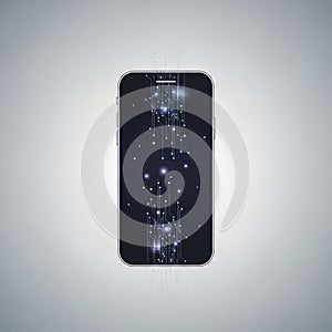 A smartphone with a sleek, black