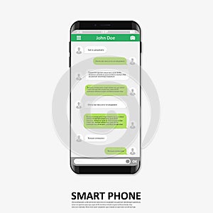 Smartphone with sms chat bubble, vector