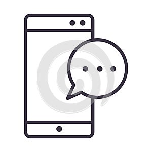 Smartphone sms message bubble device technology thin line style design icon