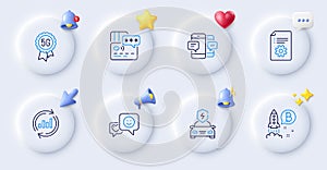 Smartphone sms, Update data and 5g technology line icons. For web app, printing. Vector