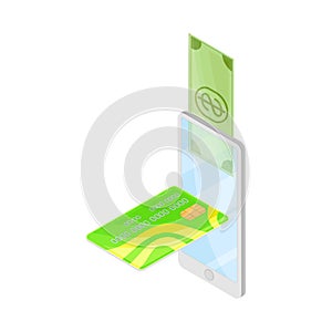 Smartphone Software with Payment App Vector Isometric Illustration