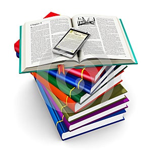 Smartphone and stack of color books