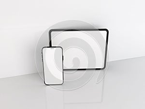 Smartphone and Tablet Device 3D Illustration Mockup Scene