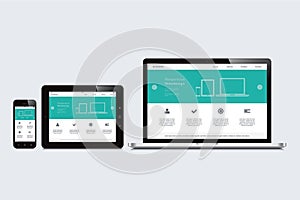 Smartphone, tablet and laptop responsive webdesign