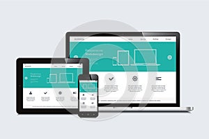 Smartphone, tablet and laptop responsive webdesign