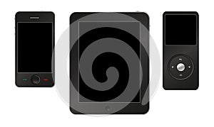 Smartphone, tablet and mp3 player.