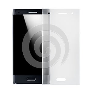 Smartphone and tempered glass screen protector. 3D illustration