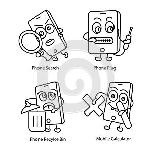 Smartphone Text Face line Icons Pack