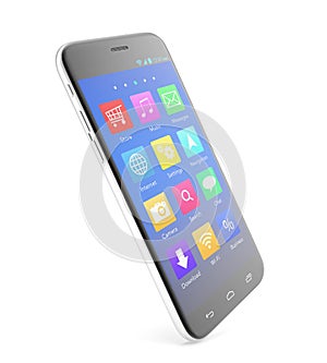 Smartphone touchscreen phone with applications on