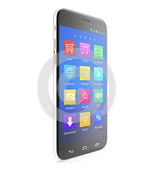 Smartphone touchscreen phone with applications on