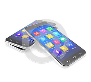 Smartphone touchscreen phone with applications on