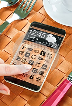 Smartphone with a transparent display.