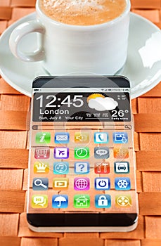 Smartphone with a transparent display.