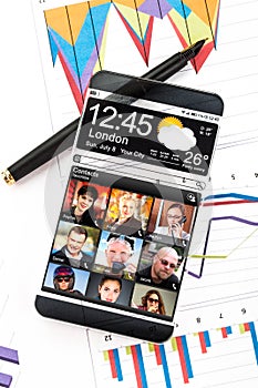 Smartphone with a transparent display.