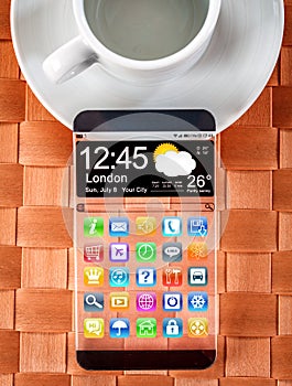 Smartphone with a transparent display.