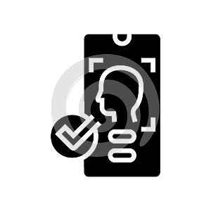 smartphone unblocked with face id glyph icon vector illustration