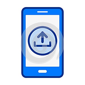 Smartphone Upload Flat Colored Icon for File Transfer and Cloud Sharing