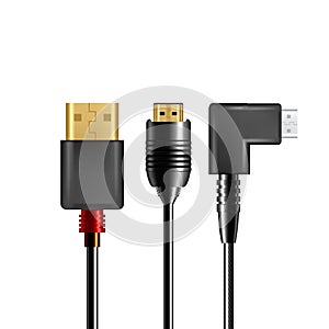 Smartphone Usb Plug Cable Connector Set Vector