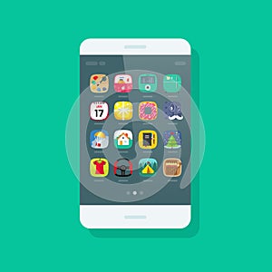 Smartphone vector , mobile phone with app icons on screen