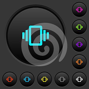 Smartphone vibration dark push buttons with color icons