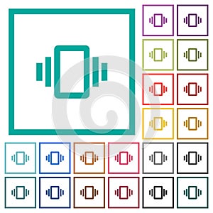 Smartphone vibration flat color icons with quadrant frames