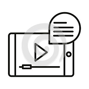 Smartphone video online education and development elearning line style icon photo