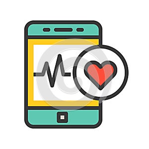 Smartphone with vital signs check function, vector illustration