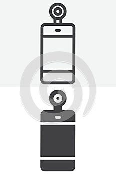 Smartphone web camera vector icon set in line and solid different style