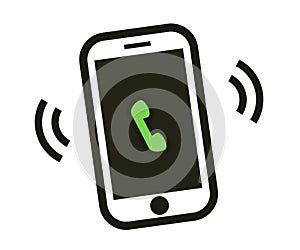 Smartphone on a white background. Phone call. Vector