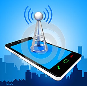 Smartphone Wifi Indicates World Wide Web And Antenna