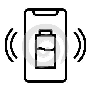 Smartphone wireless charging icon, outline style