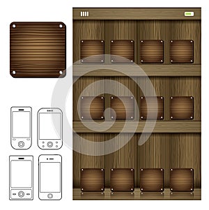 Smartphone with wood icon app