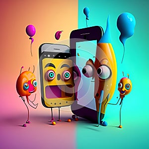 Smartphone world illustrazione in cartoon style