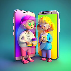 Smartphone world illustrazione in cartoon style