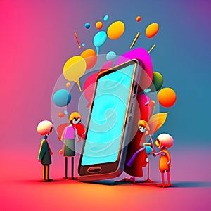 Smartphone world illustrazione in cartoon style