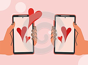 smartphones with hearts