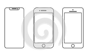 Smartphones icon outline set on isolated white background