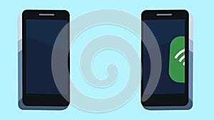 Smartphones with menu applications animation