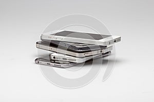 Smartphones are piled up together, photo