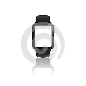 Smartwatch blank screen vector mock up. realistic smart watch empty screen mockup.  isolated hand band wristwatch on white