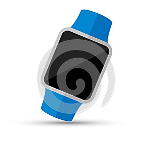 Smartwatch with blue strap on a white background