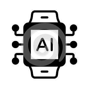 A smartwatch with a chip, symbolizing wearable AI technology for daily use