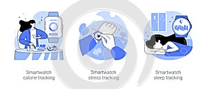 Smartwatch features isolated cartoon vector illustrations se