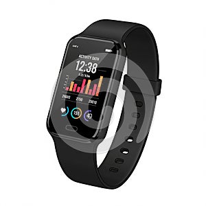 Smartwatch featuring a rectangular display, showing data like time