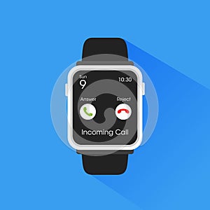 Smartwatch getting incoming call illustration