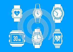 Smartwatch icon blue set