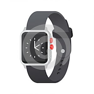 Smartwatch illustration featuring a rectangular digital face with a black screen
