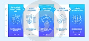 Smartwatch initial setup onboarding vector template