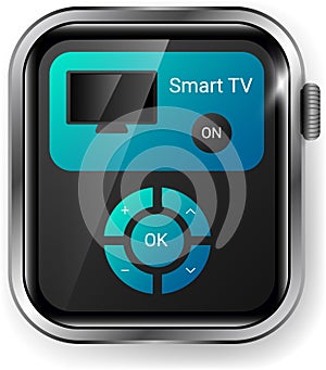 Smartwatch Interface for Smart TV Control with Navigation Buttons photo