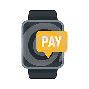 Smartwatch nfc payment icon, flat style